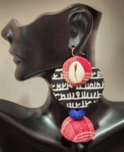 Black & Red Fabric Jhumka