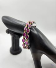Dual Tone Replica 2pieces Bangle With Rani Pink Stone