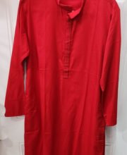 Red Color Self-Work Men's Kurta