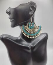 Blue Stone German Silver Ear-Ring