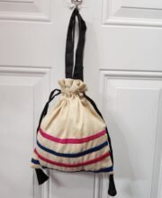 Cream Multi Color Raw Silk Fabric Batua