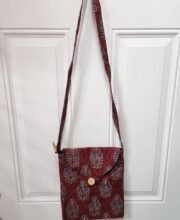 Maroon Color Cross-Body Ajrakh Printed Bag