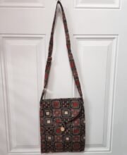 Black Color Cross-Body Ajrakh Printed Bag