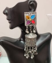 Black Metal Multi Color Jhumka