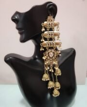 White Gold Polish Stone Jhumka