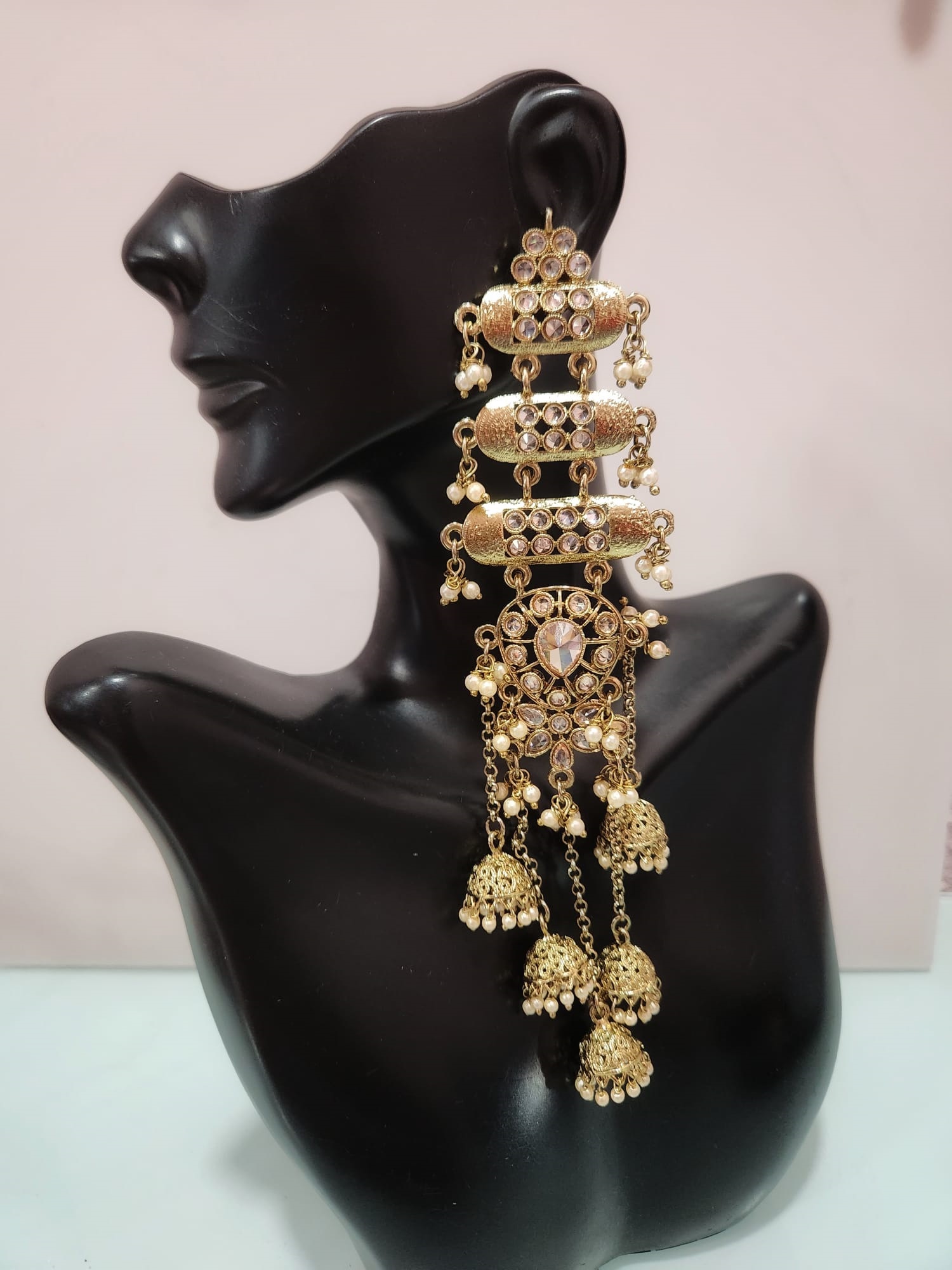 Buy Azai by Nykaa Fashion Festive Gold & White Kundan Bahubali Earrings  Online