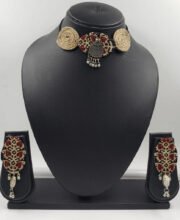 Black Color Hand Crafted Choker Necklace Set