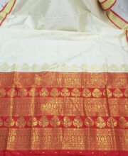 Off-White & Red Color Art Silk Bomkai Saree