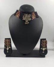 Black Color Hand Crafted Choker Necklace Set