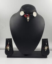 Black & White Color Hand Crafted Jute Choker Necklace Set
