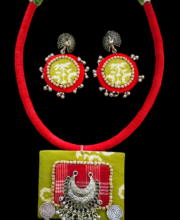 Red & Green Color Hand Crafted Necklace Set