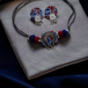 Blue & Red Color Hand Crafted Choker Necklace Set