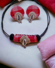 Black & Red Color Hand Crafted Choker Necklace Set
