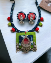 Red, Blue & Green Color Hand Crafted Choker Necklace Set