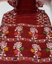 Maroon Color Modal Silk Ajrakh Printed Saree