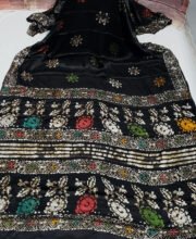 Black Color Modal Silk Ajrakh Printed Saree