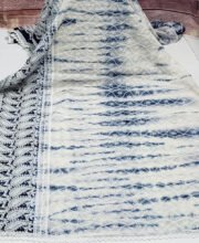 White & Blue Color ChikanKari MulMul Cotton Saree