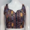 Navy Blue Multi Color Rayon Blouse