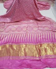 Pink Color Ajrakh Printed Modal Silk Saree