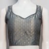 Steel Gray Color Brocade Blouse
