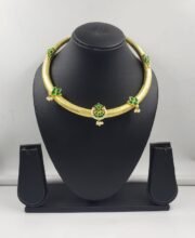 Silver Replica Rajwadi Polish Neckpiece With Pearl Beads