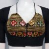 Black Multi Color Raw Silk Embroidered Blouse