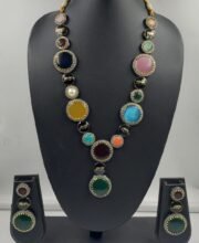 Multi Color Silver Replica Necklace Set
