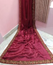 Aesthetic Maroon Color Jimmy Choo Saree