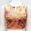 Peach Multi Color Litchi Silk Blouse