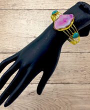 Gold Polish Bangle With Ruby Stone