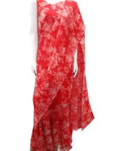Red Color Georgette Printed Gown Saree