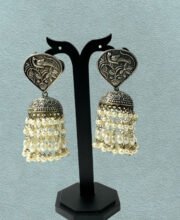 Silver Replica Jhumka With Pearl Beads