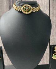 Gold Finish Apala Choker Set With Stone & Pearl