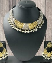 Dual Tone Necklace Set With Pearl