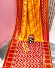 Yellow & Red Color Ikkat Silk Saree