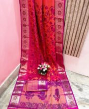 Orange Multi Color Pochampally Silk Saree