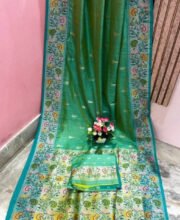 Green Multi Color Meena Kari Katan Benarasi Saree