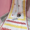 White Multi Color Cotton Applique Work Saree