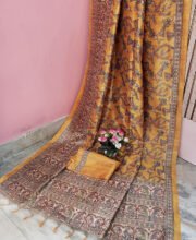 Yellow Multi Color Madhubani Print Saree