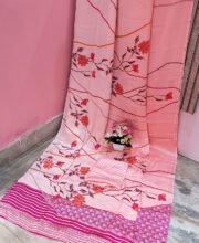 Baby Pink Color Satin Silk Saree