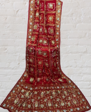 Red Color Hand Embroidery Mirror Work Dupatta