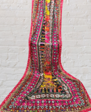 Multi Color Printed & Embroidered Chinon Silk Dupatta