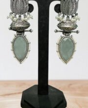 Silver Replica Earrings With Stone