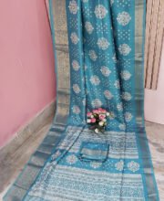Turquoise Blue Color Bapta Silk Saree