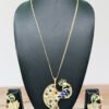 Gold Polished Meena Kari Chain Set With Shell