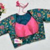 Green Multi Color Samo Silk With Litchi Silk Jacket Blouse
