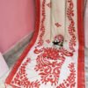 White & Red Color Bapta Silk Saree