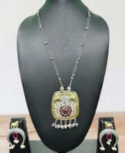 Silver Replica Dual Tone Chain Necklace Set With Stone