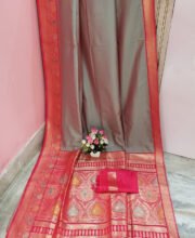 Gray Dual Tone Meena Kari Katan Benarasi Saree