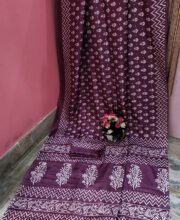 Wine Color Printed Silk Saree